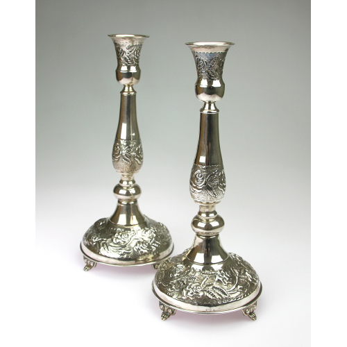 Pair of large silver candlesticks