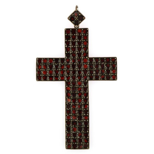Czech garnet cross pendant