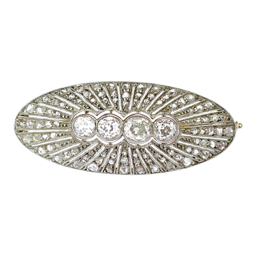 Gold diamond oval brooch