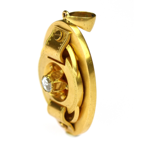 SOLD - Gold pendant with rose cut diamond
