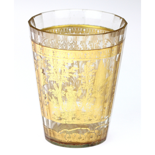 Dvoustěnná číše s motivem lovu kamzíků, kolem r. 1730