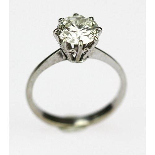 SOLD - Gold round cut diamond solitaire ring- 2,06 ct