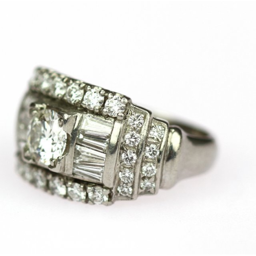 Prodáno - Art deco platinový prsten s diamanty