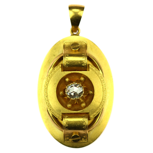 SOLD - Gold pendant with rose cut diamond