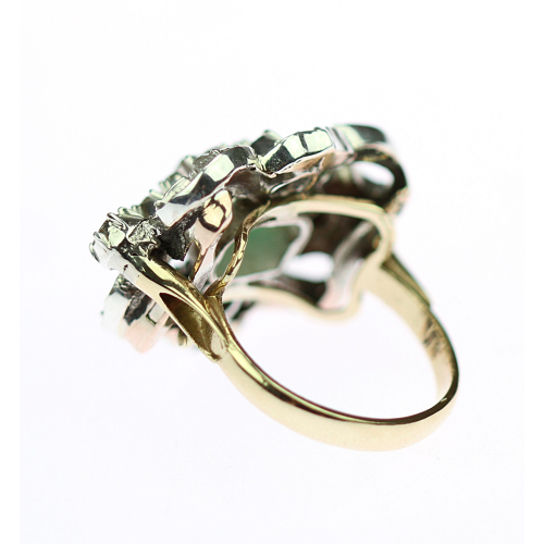 PRODÁNO - Zlatý prsten se smaragdem a diamantovými routami