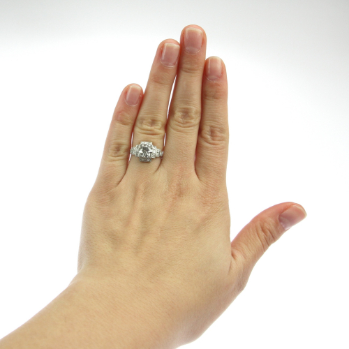 PRODÁNO - Art deco platinový prsten s diamanaty