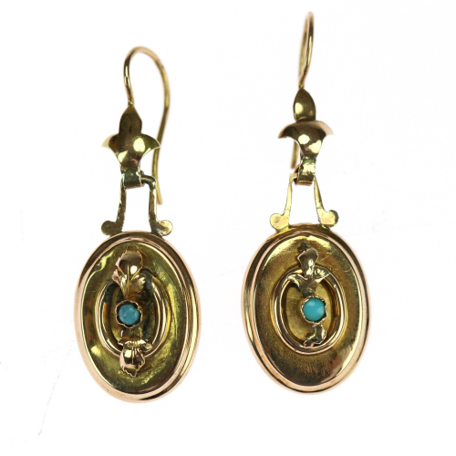 Gold earrings  with turquoise
