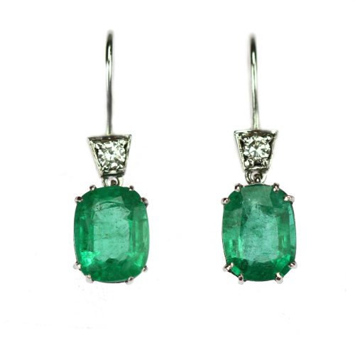 PRODÁNO - Zlaté náušnice se smaragdy a diamanty