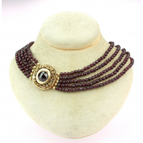 Gold Czech garnet beads