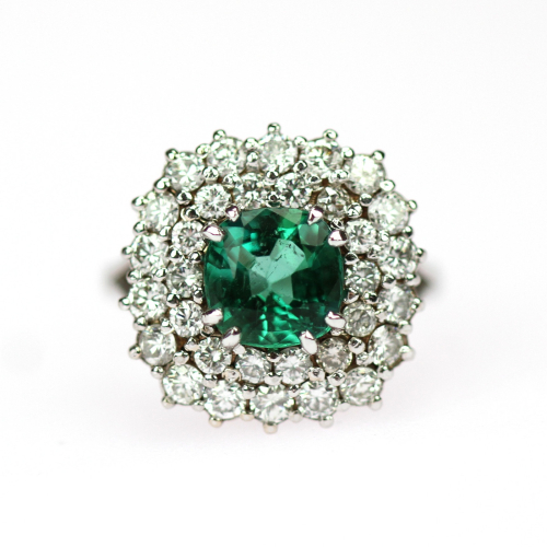 SOLD - Gold ring with emerald and diamonds