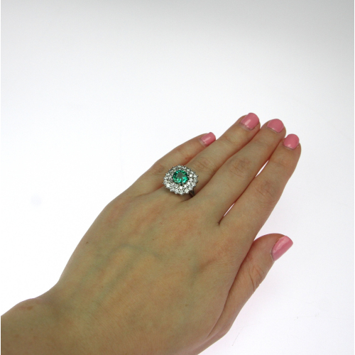 PRODÁNO - Zlatý prsten se smaragdem a brilianty