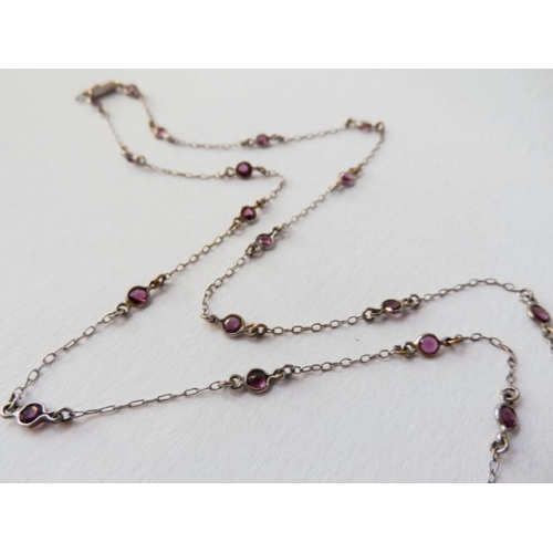 Reservation - Platinum diamond necklace decorated with sapphires and rubies
