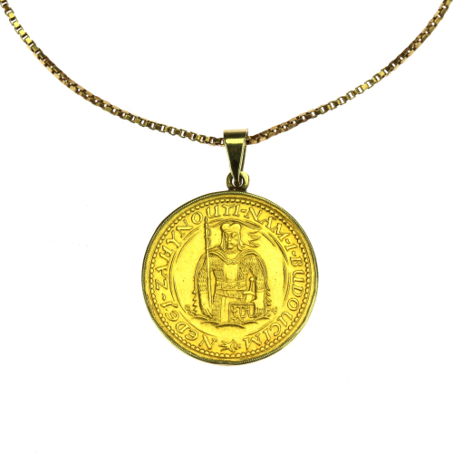 Gold pendant with ducat on...