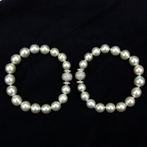 Pearl necklace / bracelet with diamonds