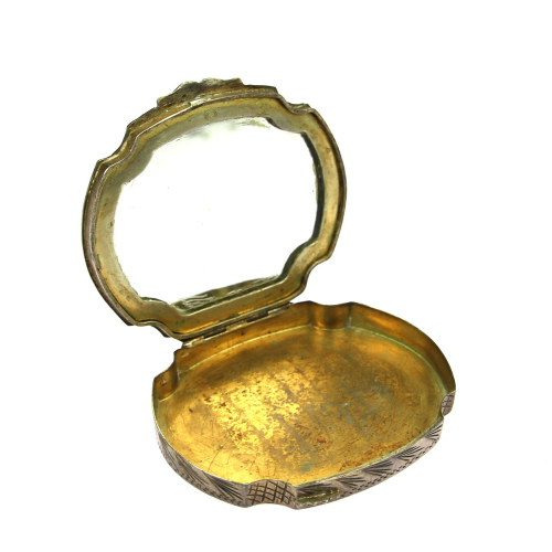 Silver powder box with enamel