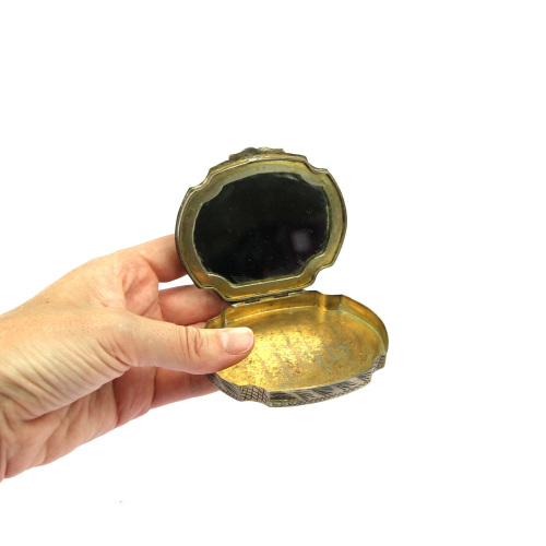 Silver powder box with enamel