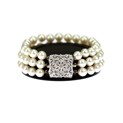 Three-row pearl bracelet