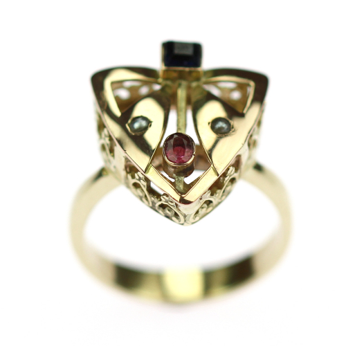 Gold ring with synthetic...