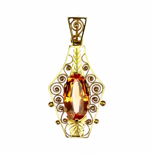 Gold pendant with synthetic...