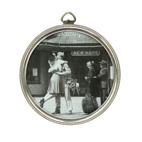 Silver photo frame with handle
