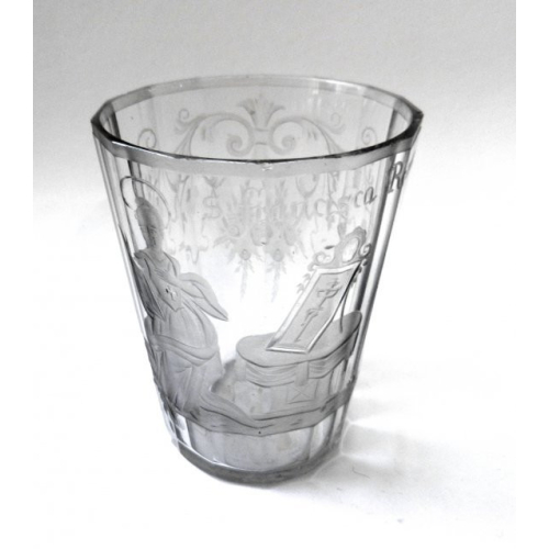 Engraved glass cup, 1760,...