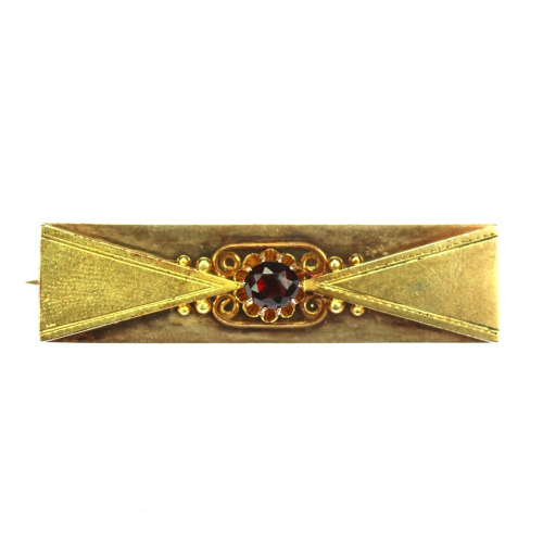 Gold Czech garnet brooch