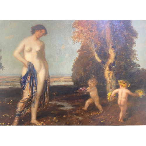 RESERVED - A. Hengeler - Nude with putti in landscape