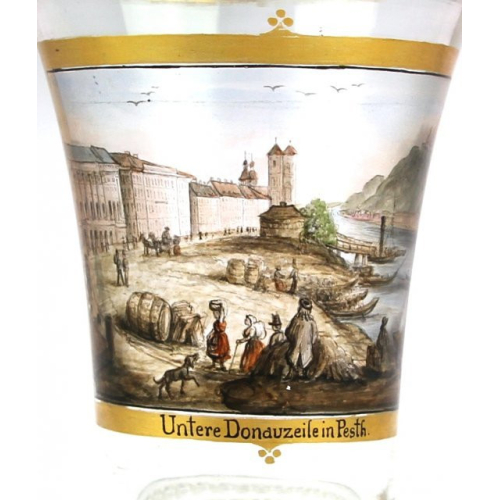 Empírová sklenice s vedutou Budapešti