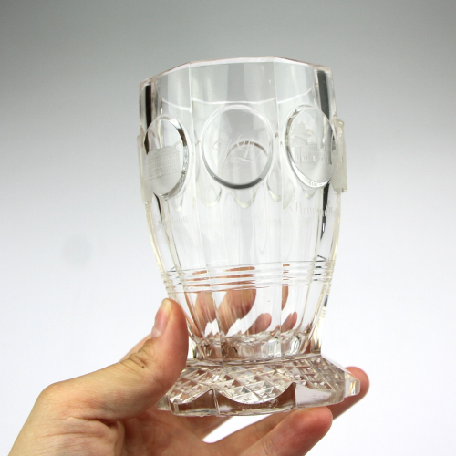 Engraved glass spa cup
