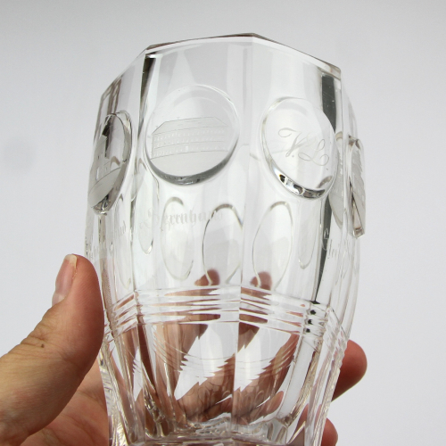 Engraved glass spa cup