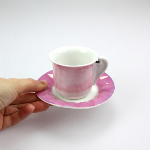 Pink cup with saucer - Carlsbad
