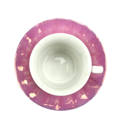 Růžový šálek s podšálkem - Karlovy Vary