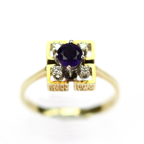 Gold ring with amethyst and...