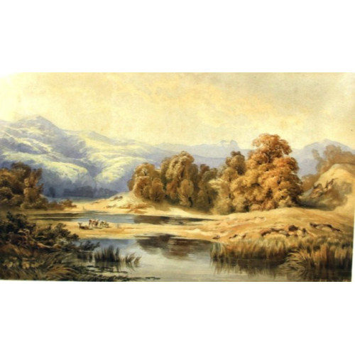 Lake and mountain landscape - P. A. Jeanniot