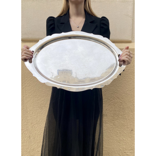 A large silver tray
