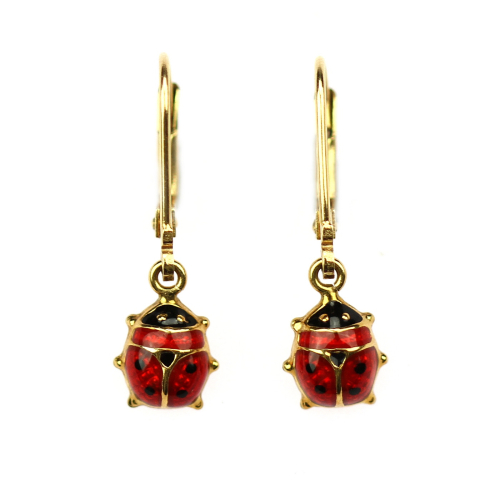 Gold earrings - ladybugs