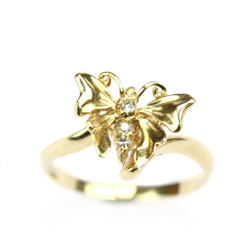Gold ring with diamonds -...