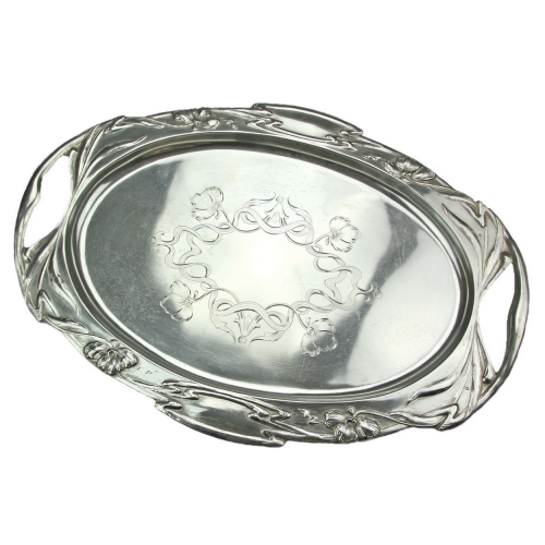 Art Nouveau silver tray -...