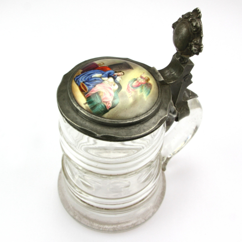 Glass tankard with painted lid
