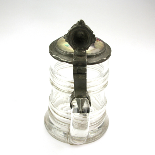 Glass tankard with painted lid