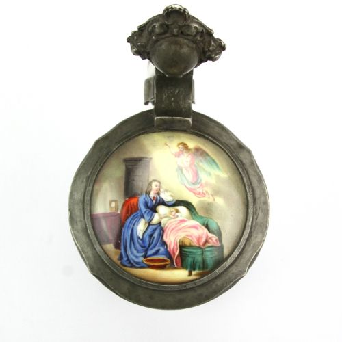 Glass tankard with painted lid