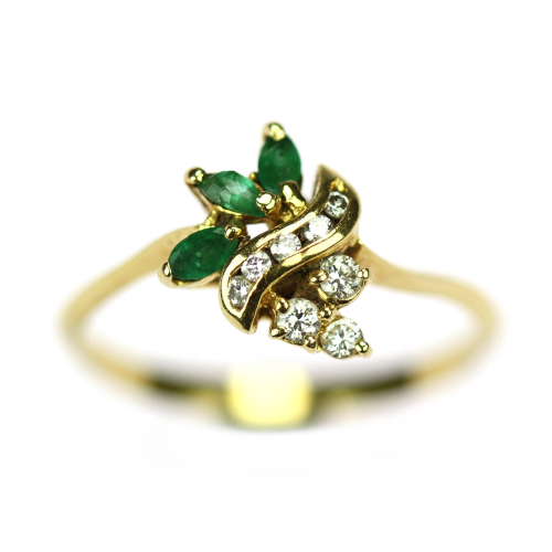 Yellow gold emerald and...