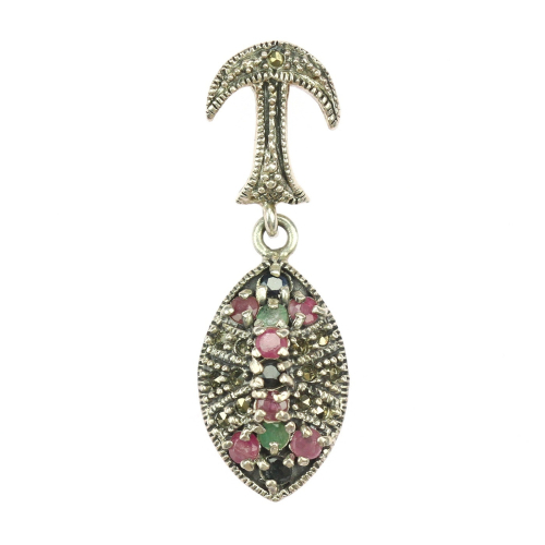 Silver pendant with gemstones