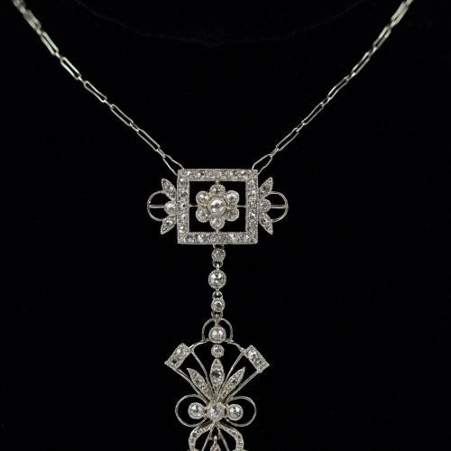 SOLD - Diamond collier with pearls