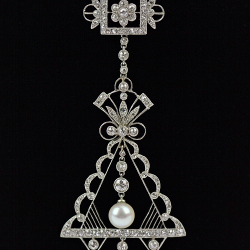 PRODÁNO - Diamantový koliér s perlami
