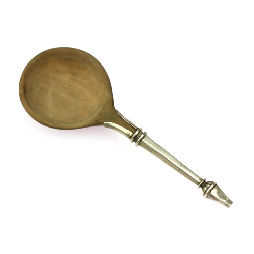 Wooden spoon with silver...