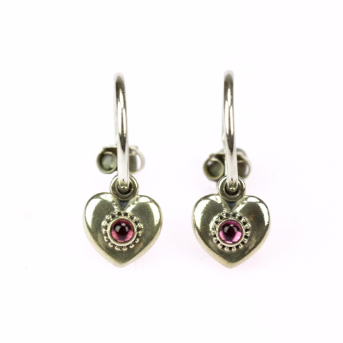 Silver hoop earrings - hearts