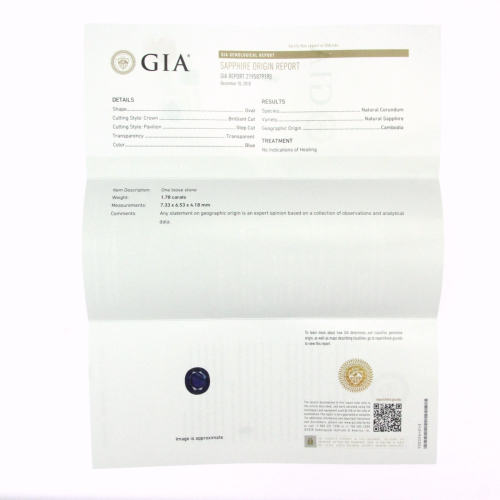 Platinový prsten se safírem - certifikace GIA