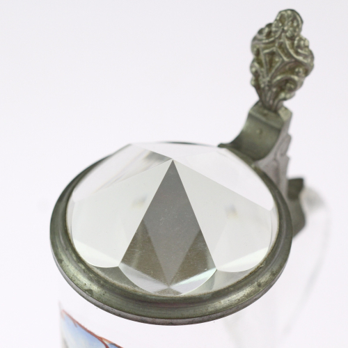 Skleněná holba s křišťálovým poklopem