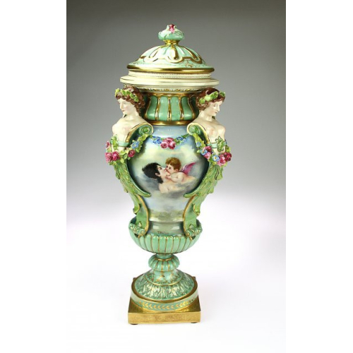 Malovaná váza - Volkstedt, Rudolstadt